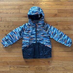 Patagonia Snow Pile Jacket - Play Stripe / Wooly Blue - Size 4T